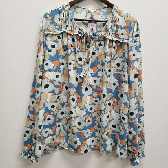 Joie Tops - Joie Womens Floral Peasant Top Size XXL Multicolor Long Balloon Sleeve V Neck